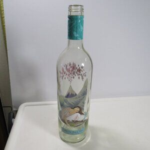 Glass Bottle Pacific Rim Volcano & Lady on Seashell with pink flowers
